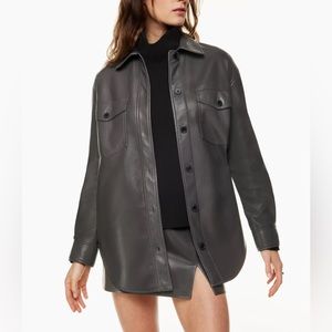 Grey Aritzia Wilfred Shirt Jacket - Lined Vegan Leather shacket
